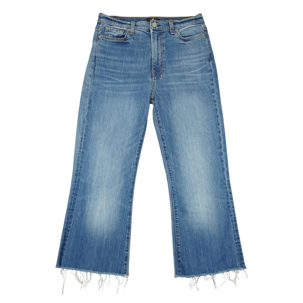 7 For All Mankind Dojo Jeans Womens 30 Blue Ultra High Rise Raw‎ Hem Wide Leg